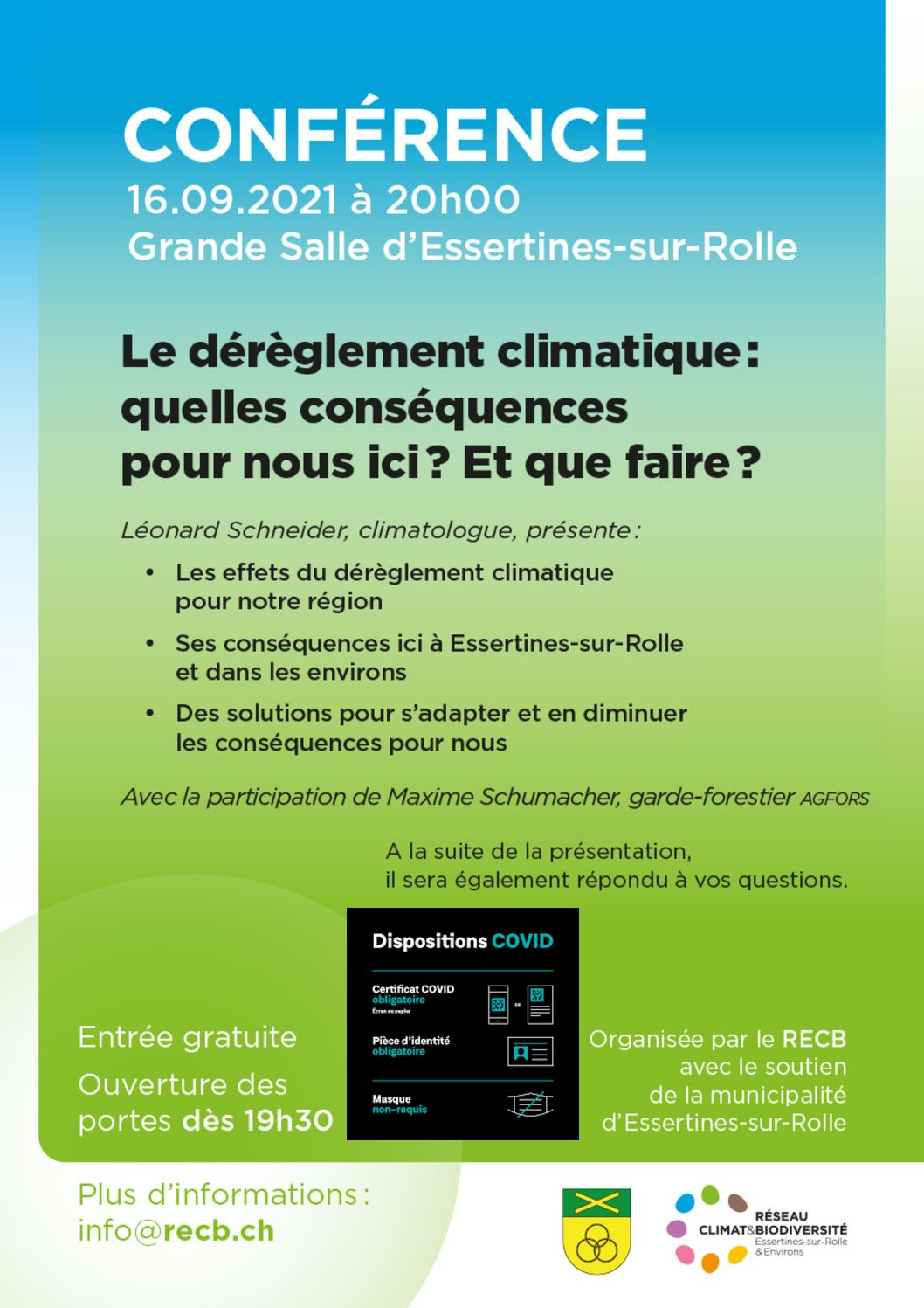 16.09.2021 Conférence publique à Essertines-sur-Rolle